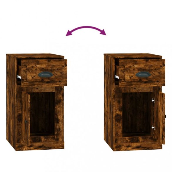 füstös tölgy színű szerelt fa kisszekrény fiókkal 40x50x75 cm