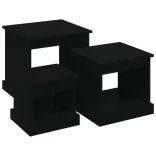 3 db fekete szerelt fa dohányzóasztal