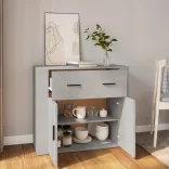 betonszürke szerelt fa tálalószekrény 80x33x70 cm