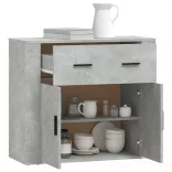betonszürke szerelt fa tálalószekrény 80x33x70 cm