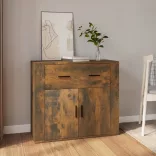 füstös tölgy színű szerelt fa tálalószekrény 80x33x70 cm