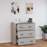 betonszürke szerelt fa tálalószekrény 80x33x70 cm