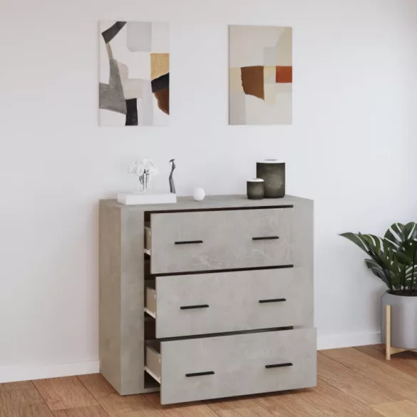 betonszürke szerelt fa tálalószekrény 80x33x70 cm