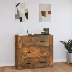   füstös tölgy színű szerelt fa tálalószekrény 80x33x70 cm