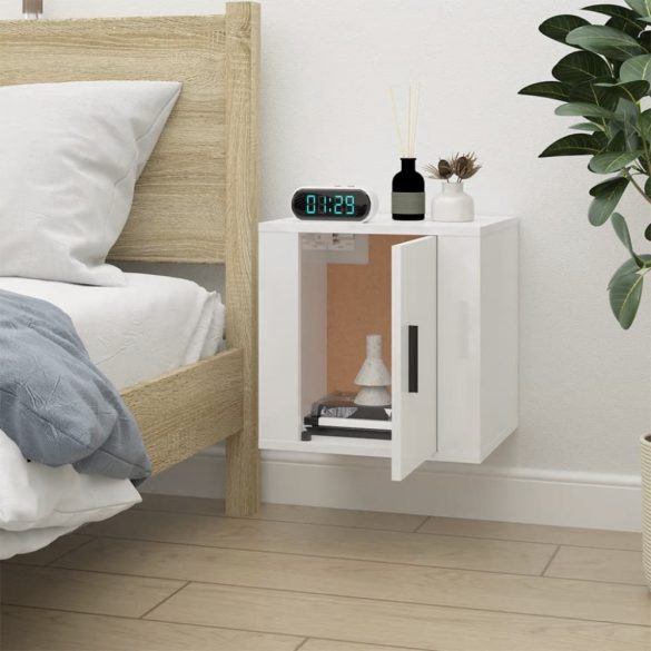 magasfényű fehér fali TV-szekrény 40 x 34,5 x 40 cm