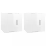 2 db magasfényű fehér fali TV-szekrény 40 x 34,5 x 40 cm