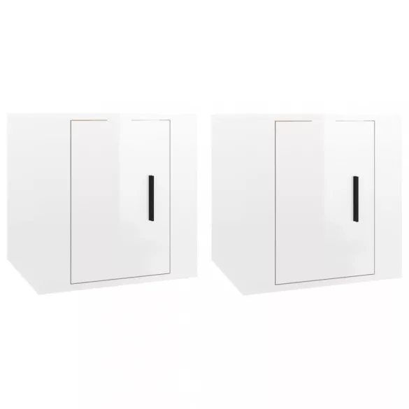 2 db magasfényű fehér fali TV-szekrény 40 x 34,5 x 40 cm