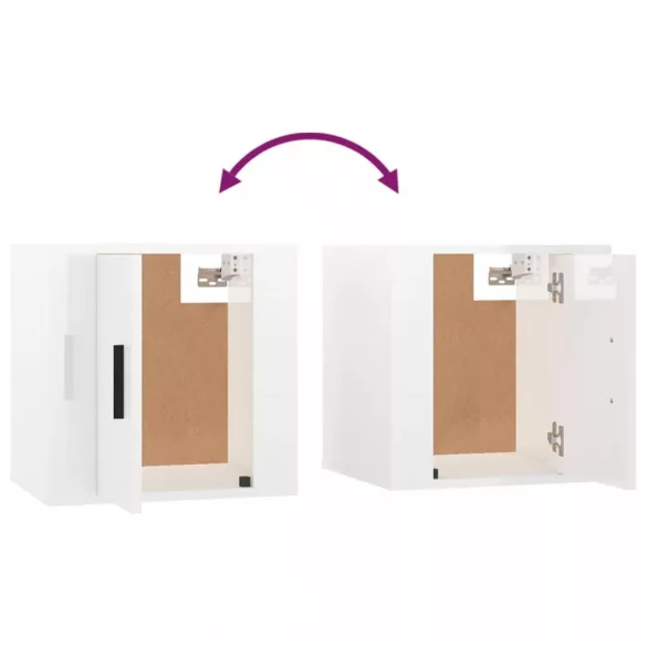 2 db magasfényű fehér fali TV-szekrény 40 x 34,5 x 40 cm