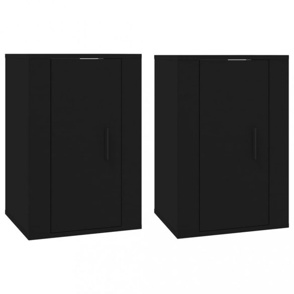 2 db fekete falra szerelhető TV-szekrény 40 x 34,5 x 60 cm