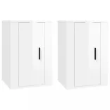 2 db magasfényű fehér fali TV-szekrény 40x34,5x60 cm