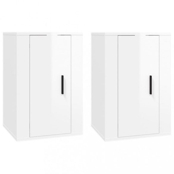 2 db magasfényű fehér fali TV-szekrény 40x34,5x60 cm