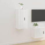 magasfényű fehér fali TV-szekrény 40x34,5x80 cm