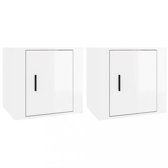 2 db magasfényű fehér éjjeliszekrény 50x39x47 cm