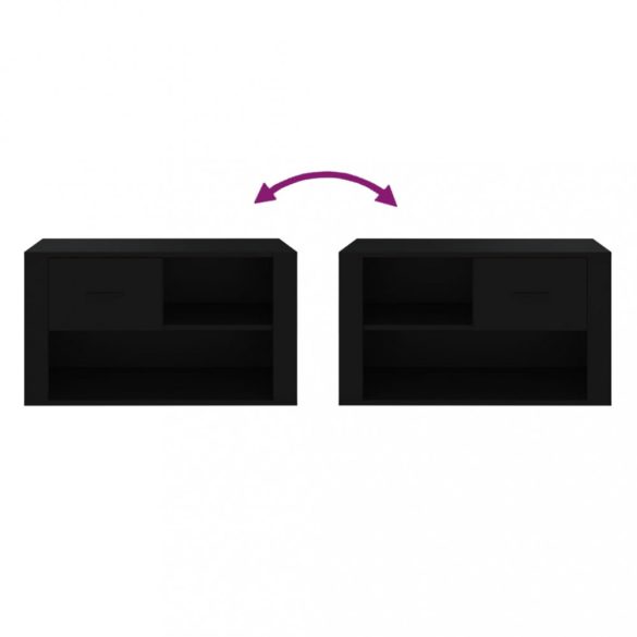 fekete szerelt fa cipősszekrény 80x35x45 cm