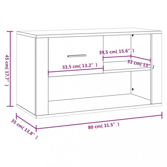 fekete szerelt fa cipősszekrény 80x35x45 cm