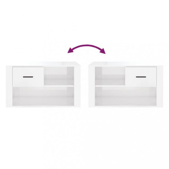 magasfényű fehér szerelt fa cipőszekrény 80 x 35 x 45 cm