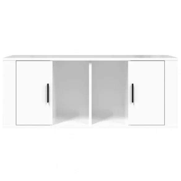 fehér magasfényű szerelt fa TV-szekrény 100x35x40 cm