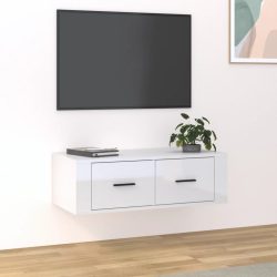   magasfényű fehér szerelt fa függő TV-szekrény 80 x 36 x 25 cm