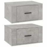 2 db betonszürke falra szerelhető éjjeliszekrény 50x36x25 cm