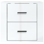 magasfényű fehér falra szerelhető éjjeliszekrény 50x36x47 cm