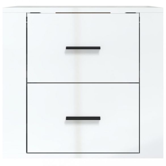 magasfényű fehér falra szerelhető éjjeliszekrény 50x36x47 cm