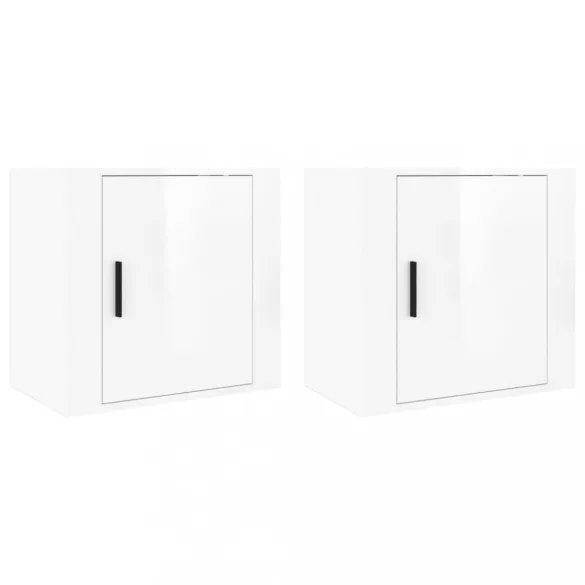 2 db magasfényű fehér fali éjjeliszekrény 50x30x47 cm