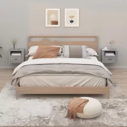   2 db szürke sonoma falra szerelhető éjjeliszekrény 50x36x40 cm