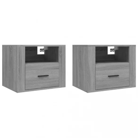 2 db szürke sonoma falra szerelhető éjjeliszekrény 50x36x40 cm