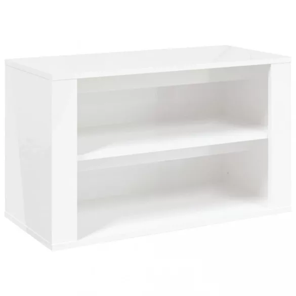 magasfényű fehér szerelt fa cipőtartó 75 x 35 x 45 cm