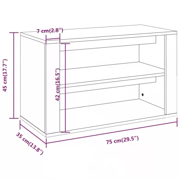 magasfényű fehér szerelt fa cipőtartó 75 x 35 x 45 cm