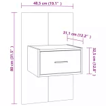 2 db szürke sonoma tölgy színű falra szerelhető éjjeliszekrény