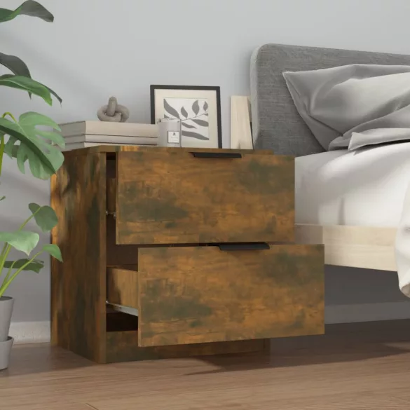 2 db füstös tölgy színű szerelt fa éjjeliszekrény