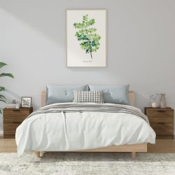 2 db barna tölgy színű szerelt fa éjjeliszekrény