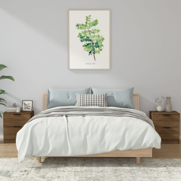 2 db barna tölgy színű szerelt fa éjjeliszekrény