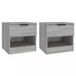 2 db szürke sonoma színű szerelt fa éjjeliszekrény