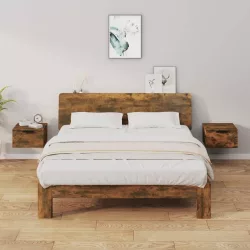   2 db füstös tölgy falra szerelhető éjjeliszekrény 34x30x20 cm