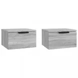 2 db szürke sonoma falra szerelhető éjjeliszekrény 34x30x20 cm