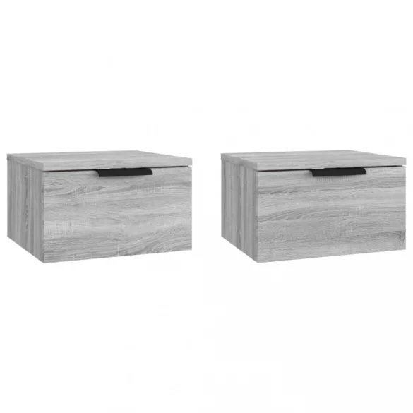 2 db szürke sonoma falra szerelhető éjjeliszekrény 34x30x20 cm