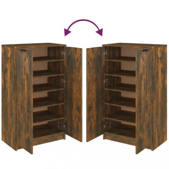 füstös tölgyszínű szerelt fa cipősszekrény 59 x 35 x 100 cm