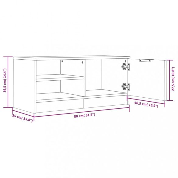 szürke sonoma színű szerelt fa TV-szekrény 80 x 35 x 36,5 cm