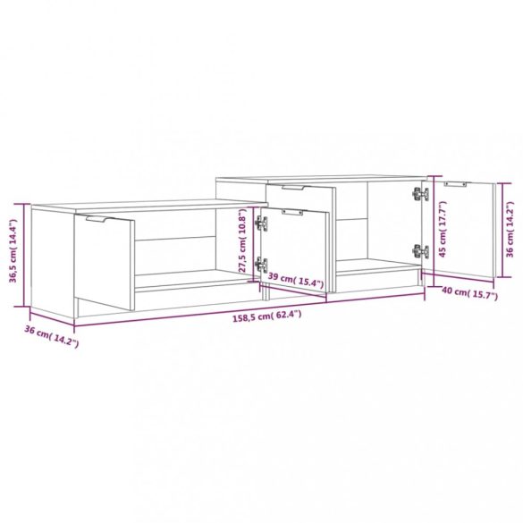 szürke sonoma színű szerelt fa TV-szekrény 158,5 x 36 x 45 cm