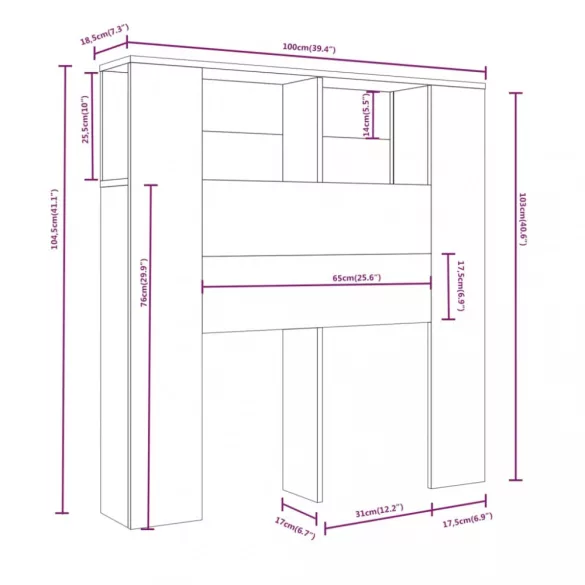 szürke sonoma áthidaló szekrény 100x18,5x102,5 cm