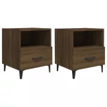 2 db barna tölgy színű szerelt fa éjjeliszekrény