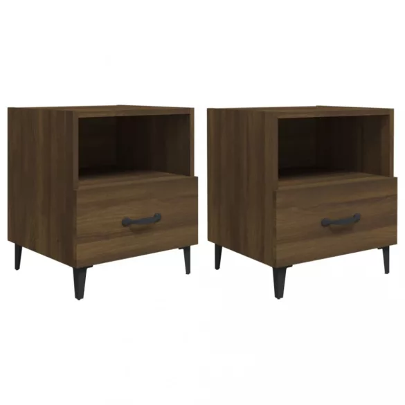 2 db barna tölgy színű szerelt fa éjjeliszekrény