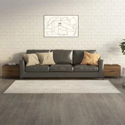   2 db barna tölgy színű dohányzóasztal fém lábakkal 50x50x40 cm