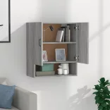 szürke sonoma színű szerelt fa faliszekrény 60 x 31 x 70 cm