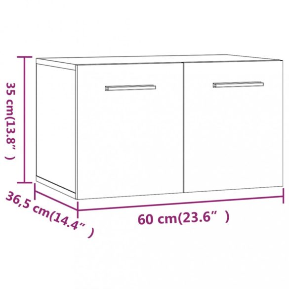 füstös tölgy színű szerelt fa faliszekrény 60 x 36,5 x 35 cm