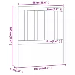 szürke tömör fenyőfa ágy fejtámla 106 x 4 x 100 cm