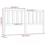 szürke tömör fenyőfa ágyfejtámla 186 x 4 x 100 cm