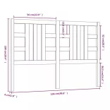 szürke tömör fenyőfa ágyfejtámla 126 x 4 x 100 cm